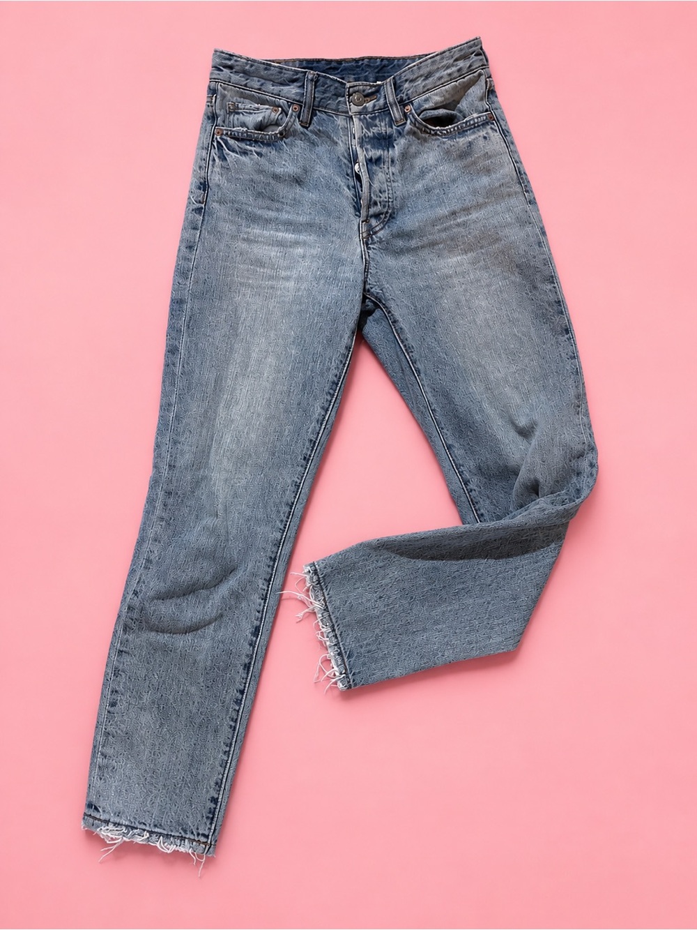 High-Rise Straight Leg Women's Jeans in Washed Blue